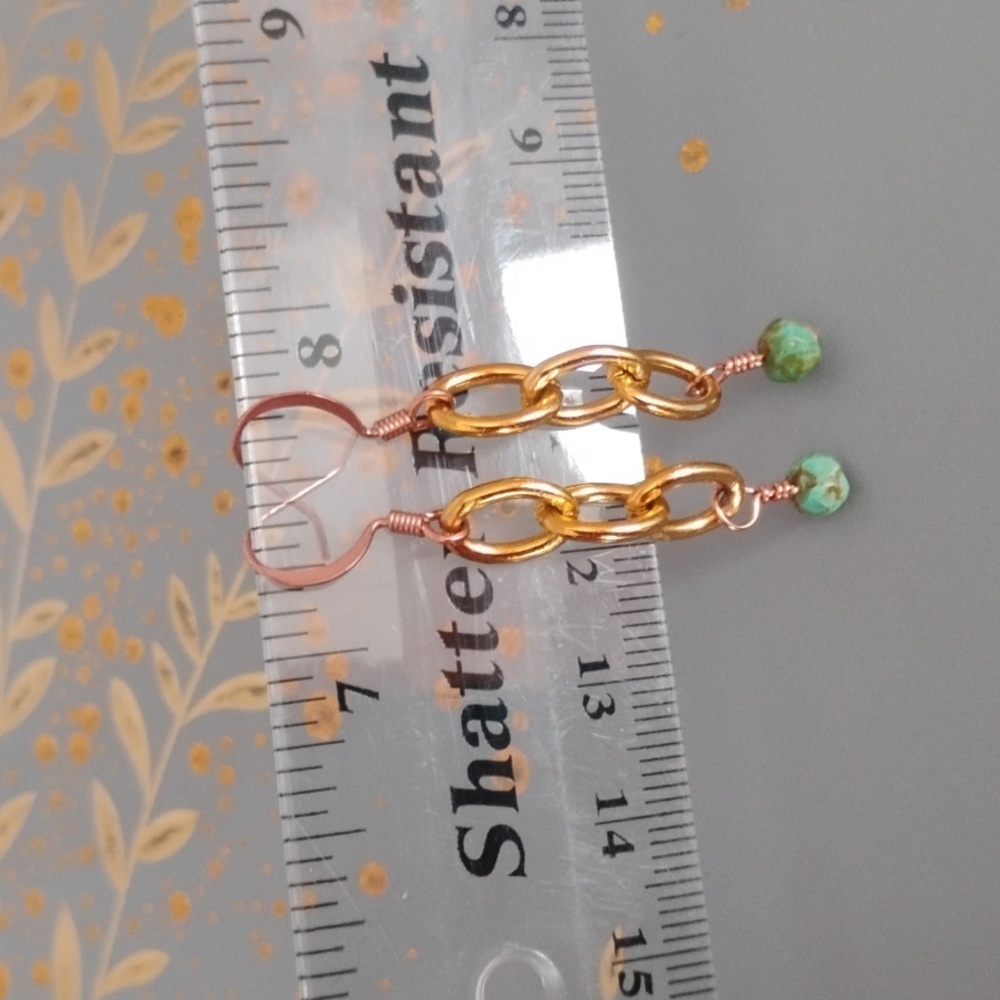 Gold Link Kingman Turquoise Earrings